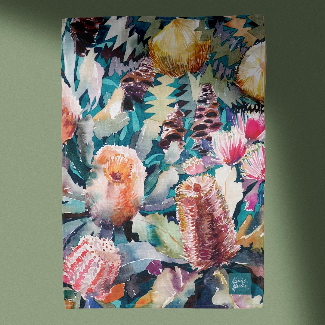 The Banksia Garden Tea Towel- By Artist Natalie Martin